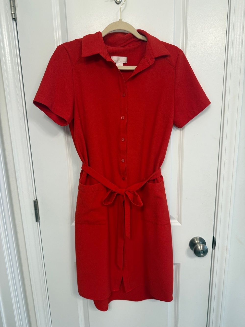Rachel Parcell Red Short-Sleeve Shirt Dress